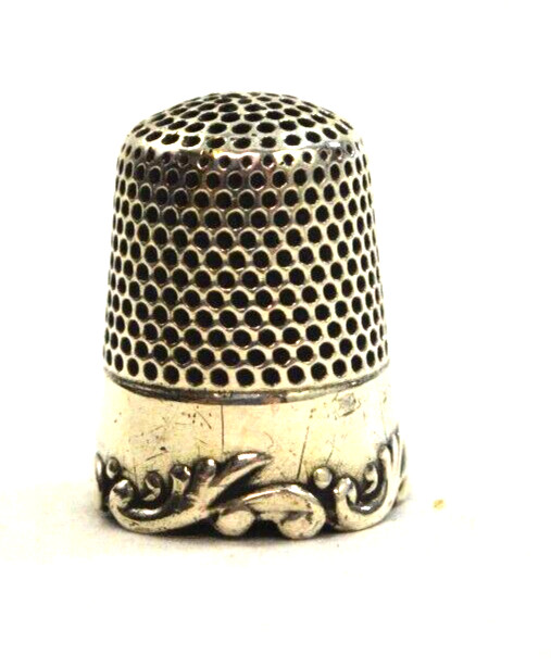 Antique Scroll Border Sterling Silver Size 7 Thimble