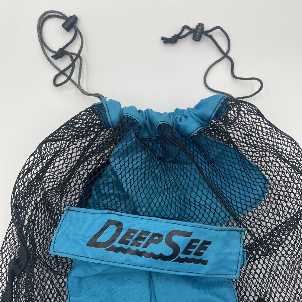 Vintage Deep See Blue Shoulder Mesh Professional Diving Equipment Drawstring Bag