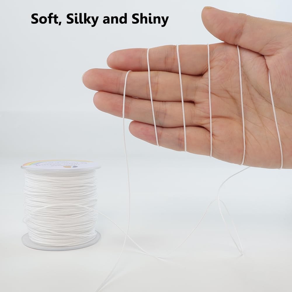 0.8mm Nylon String, Strong Bracelet Durable Cord White, White