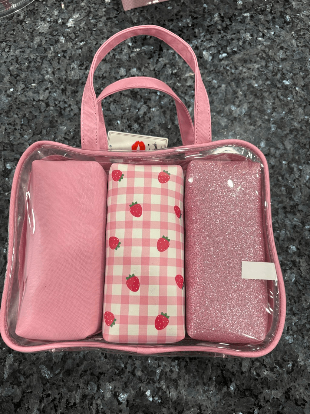 Blush Crush Pink Travel Cosmetic Bag Set 3 Piece Makeup Bags New