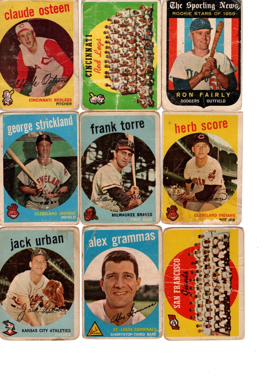 1959 Topps lot 180 different cards Lesser grade 380 Aaron, Maris, Berra, Mantle