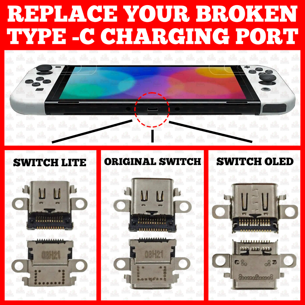 USB Type-C Port for Nintendo Switch/Lite/OLED Charging Dock Socket Replacement
