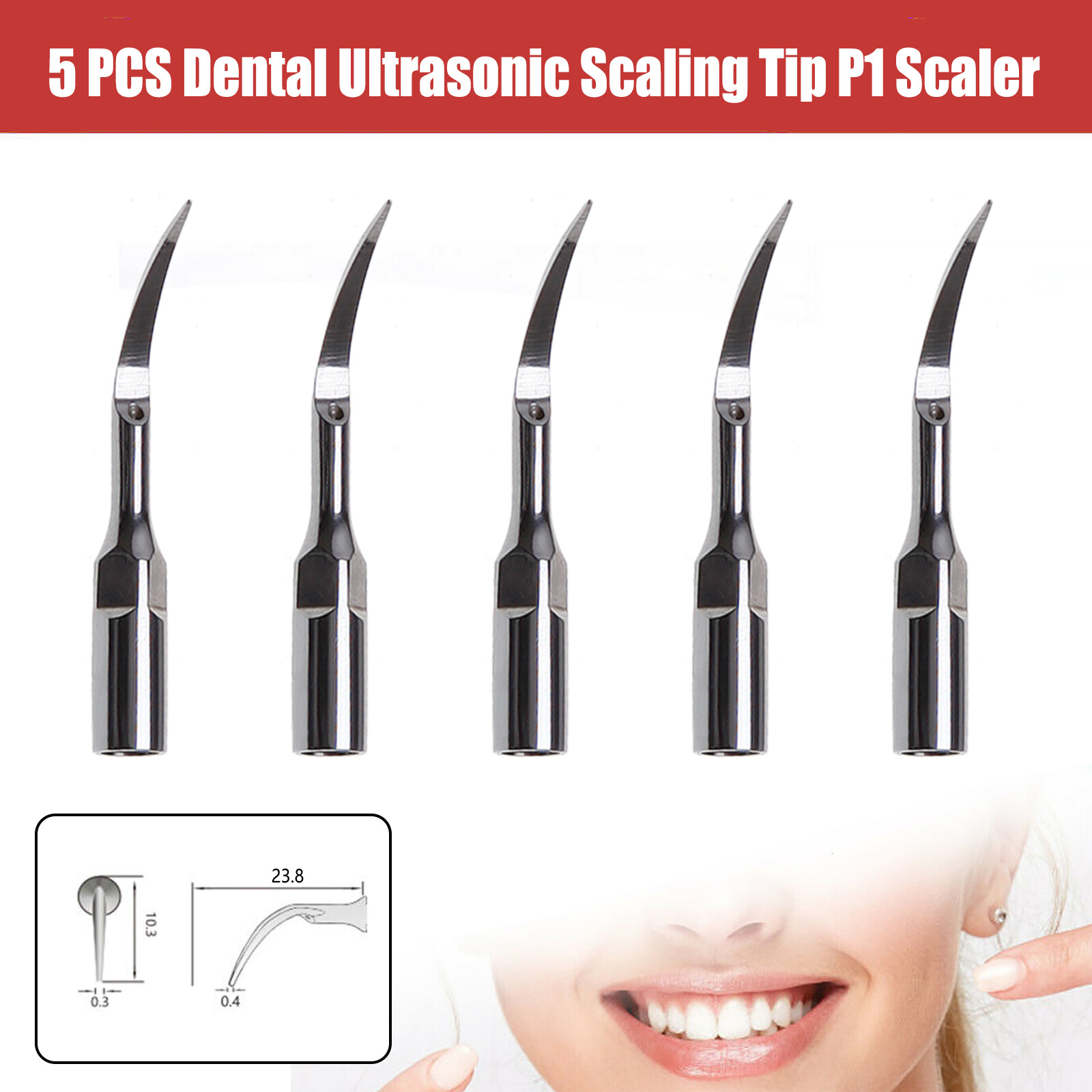 10* Dental Ultrasonic Piezo Perio Scaling Tips P1 for EMS Woodpecker Handpiece