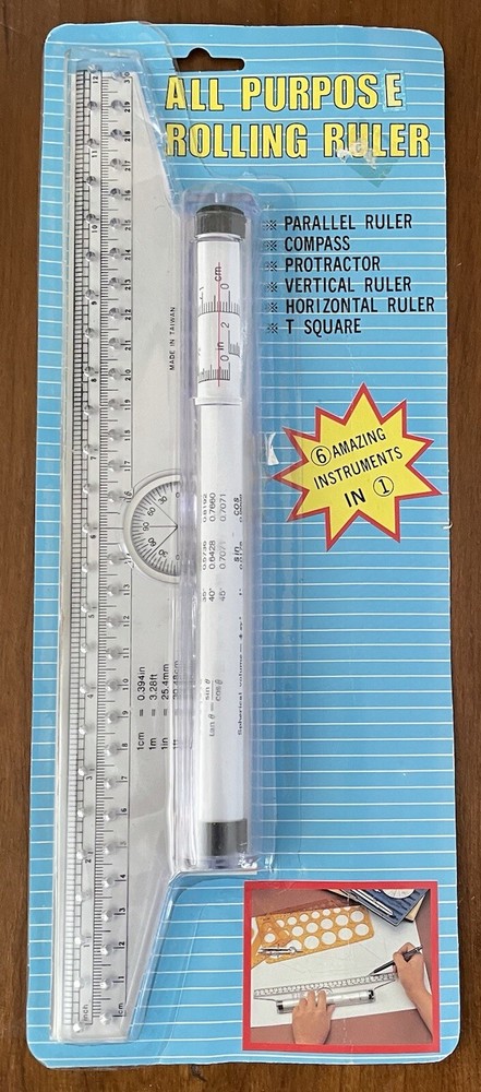 Rolling Ruler All Purpose Compass Protractor Parallel Vertical Horizontal T Sq