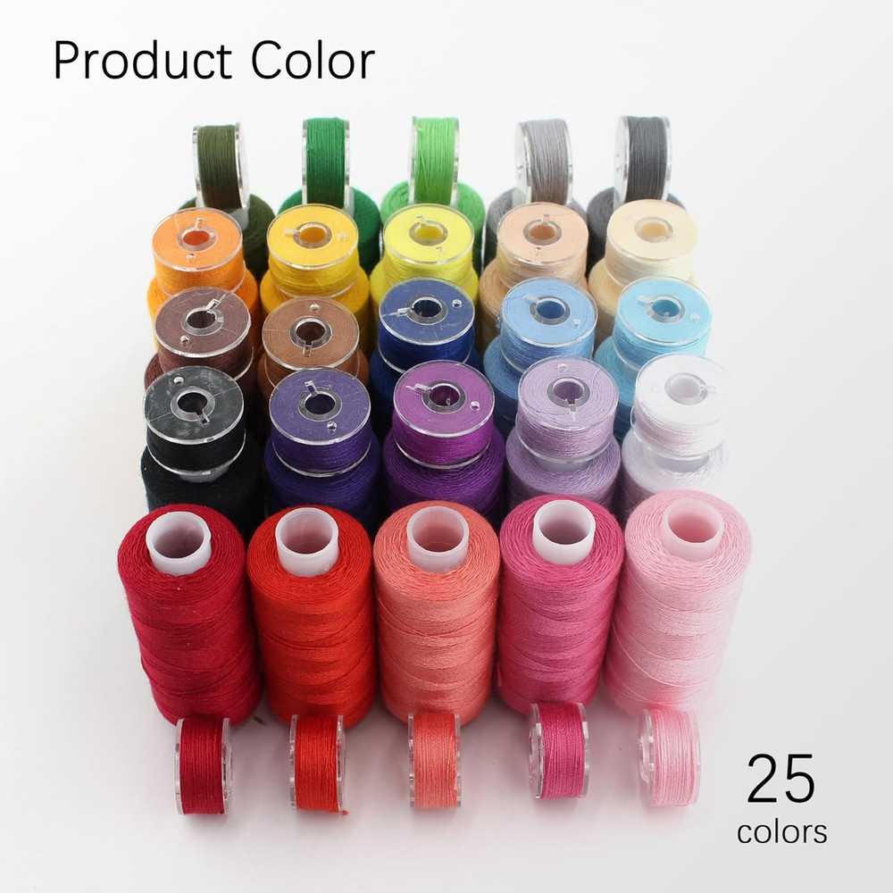 71pcs 25 Colors Bobbins Sewing Threads Kit, 400 Yards Polyester Thread Spools Pr