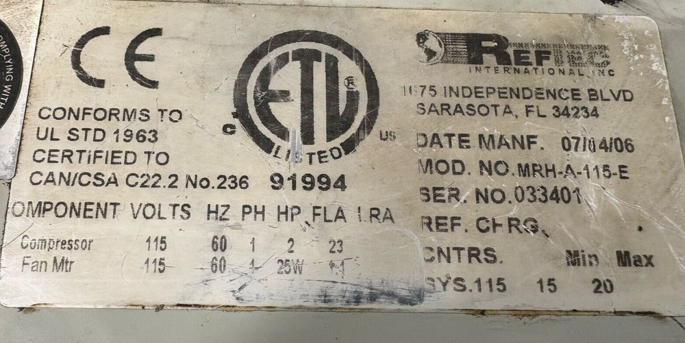 Reftec International Refrigerant Recovery Unit MRH-A-115-E