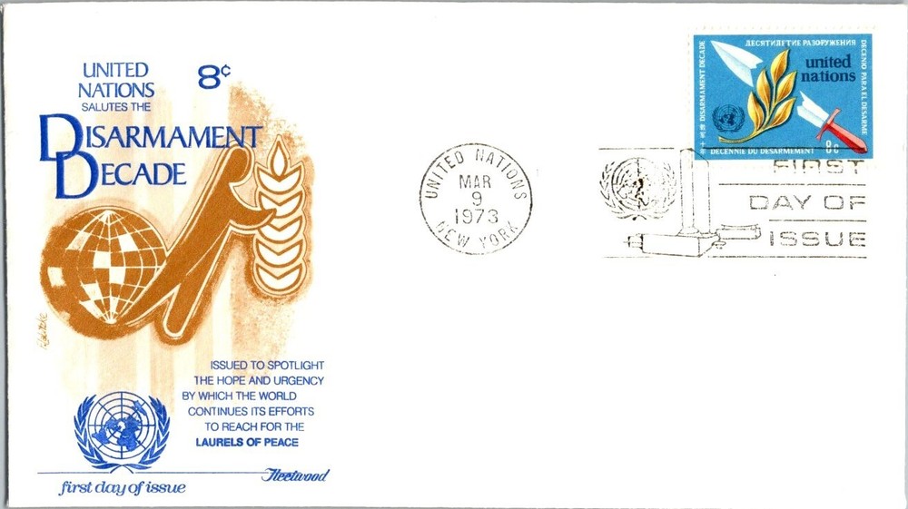 Disarmament Decade - 1973 First Day FDCs - Fleetwood - Scott UN 234-235