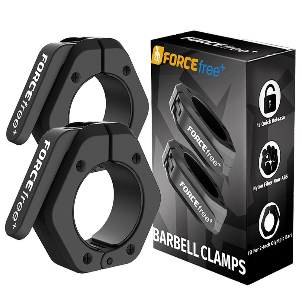 Forcefree+ Barbell Clips (Pair), Clamps, Quick Release Olympic Black