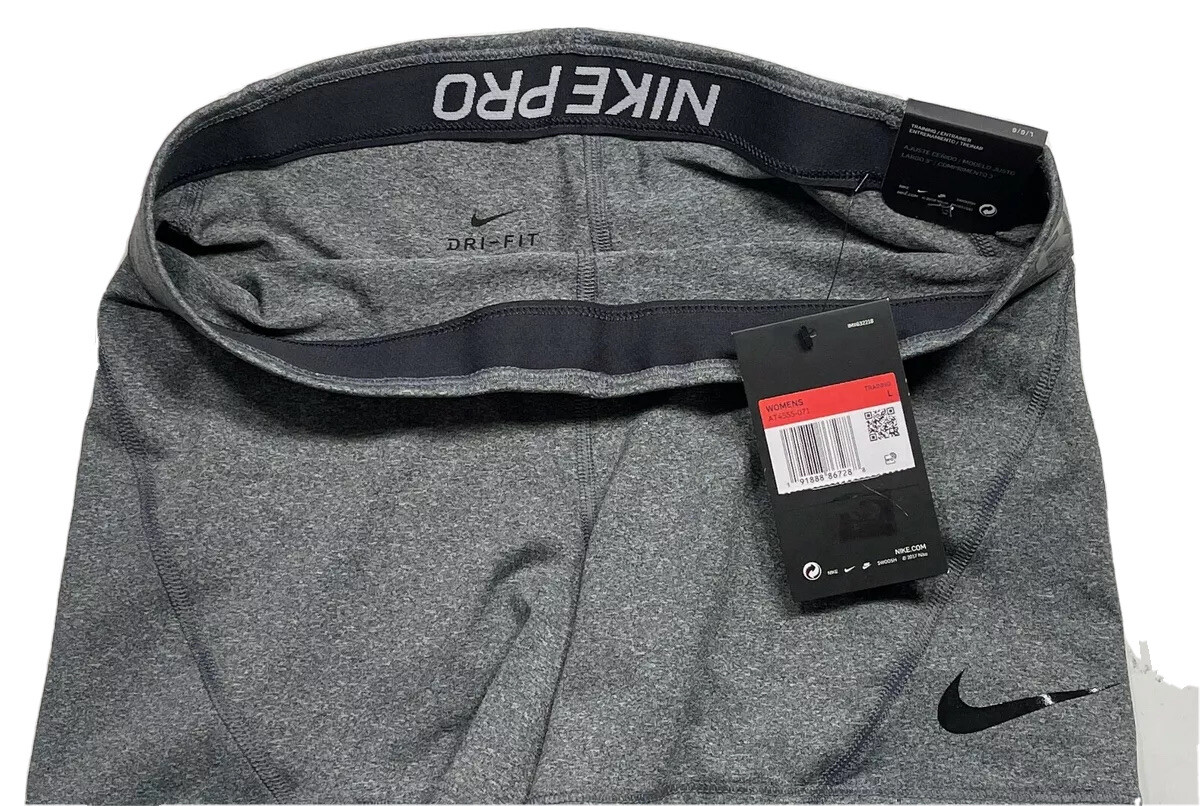 Nike Pro Women 3" Tight Fit Compression Shorts Heather Gray AT4555 071 Sz LARGE