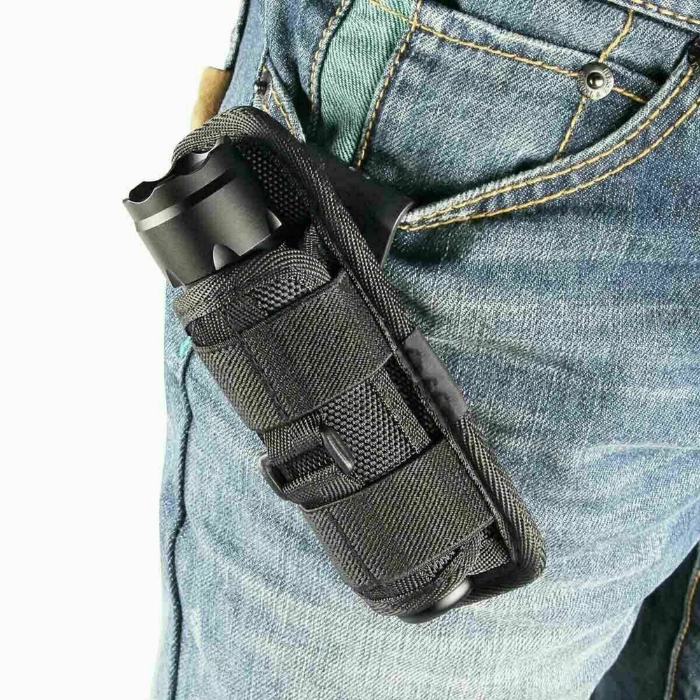 360 Degrees Rotatable LED Flashlight Pouch Holster Belt Carry Case Holder Torch