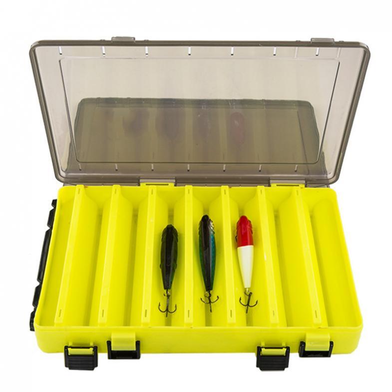 Double Sided Tackle Storage Box14 Tray Plastic Fishing Lure Bait Organizer Case