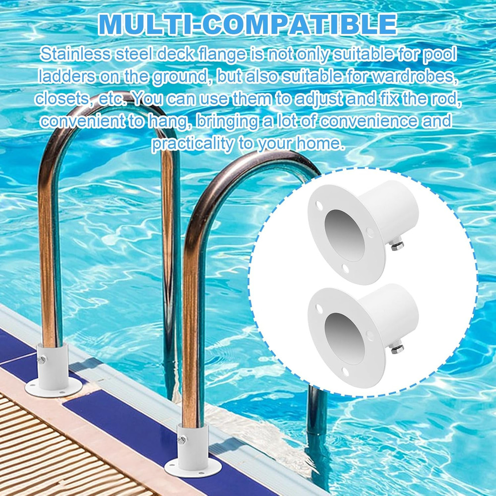 2 Pack Pool Ladder Brackets Deck Flanges, for above Ground Pool Ladder 1.5" Also