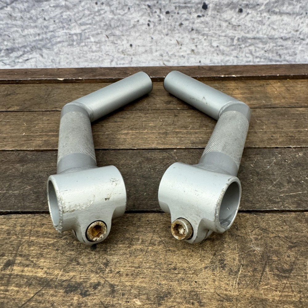 Vintage ControlTech Control Stix 90s MTB Handlebar Bar Ends Silver L-Bend Pair
