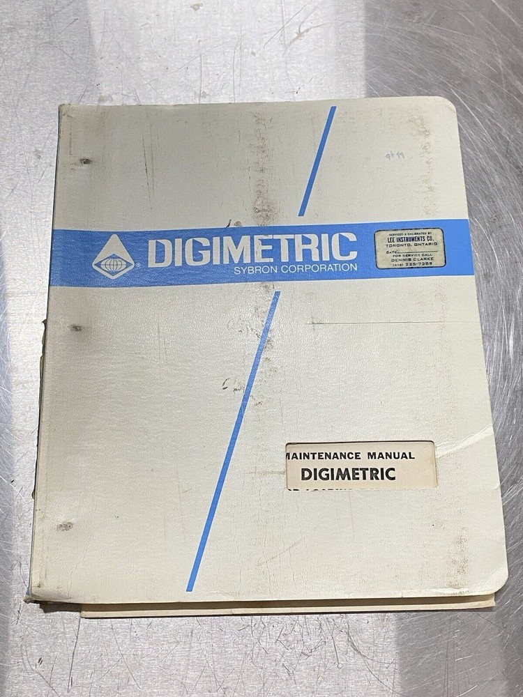 Sybron Corporation Digimetric - Instructions Manual / Instructions Guide
