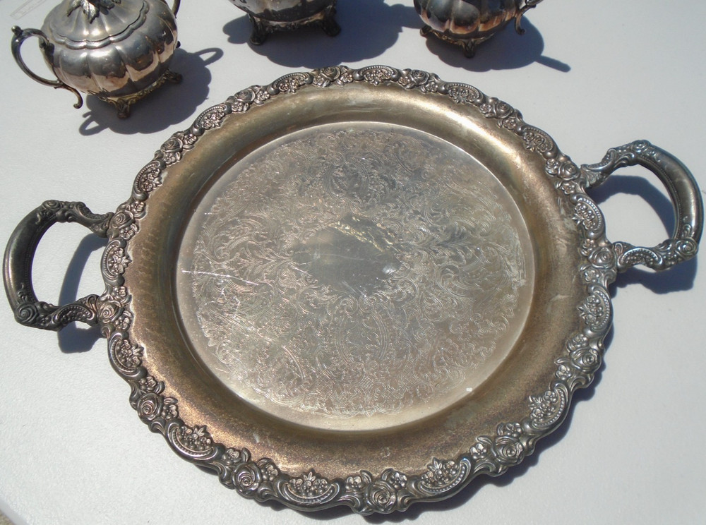 Coffee Pot Set Community Melon Tray Oneida Du Maurier 15” Round Handled