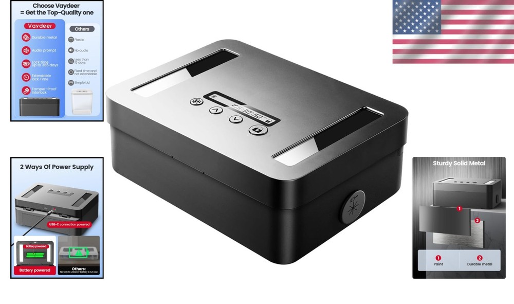 Secure Timed Locking Safe for Electronics and Medicine - Enhances Focus