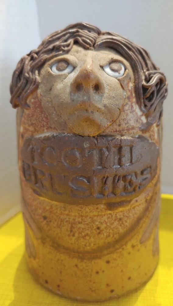 Studio Art Pottery Toothbrush Holder Funky Man