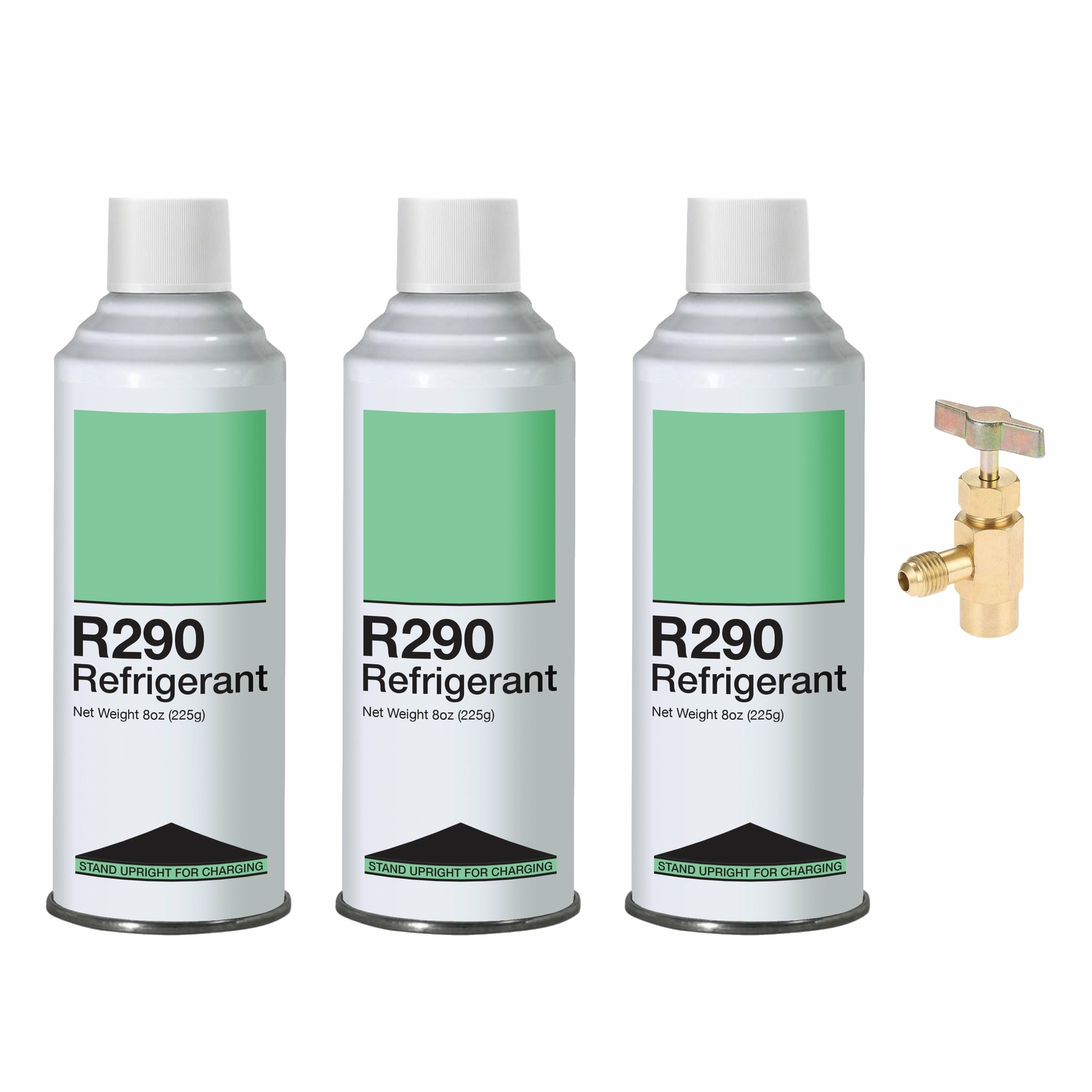 Leak Saver R290 Refrigerant | Upright Charging Self Sealing Can 8oz | 3pk or 6pk