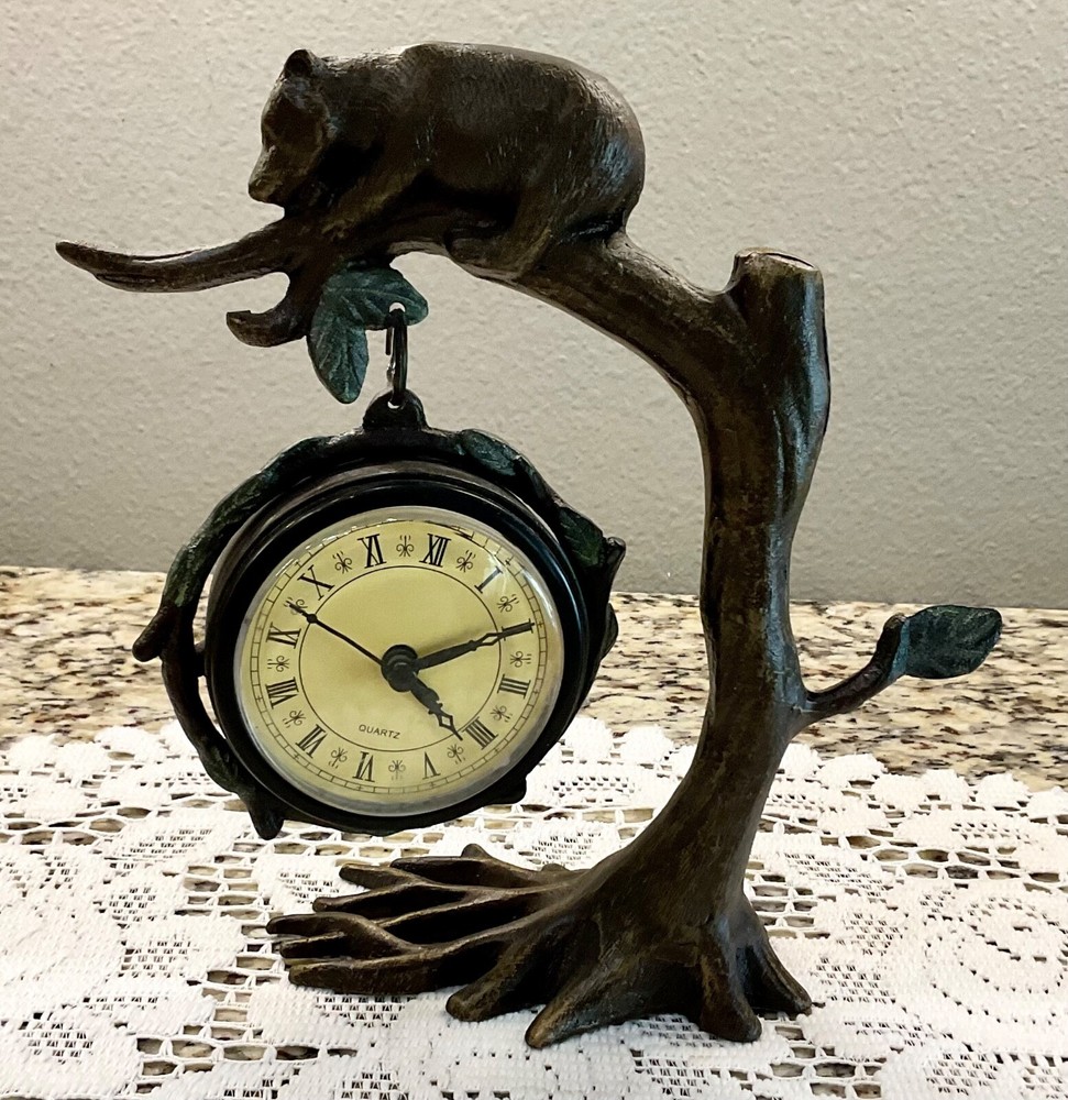Bear on tree Limb Statue Quartz Clock  Works