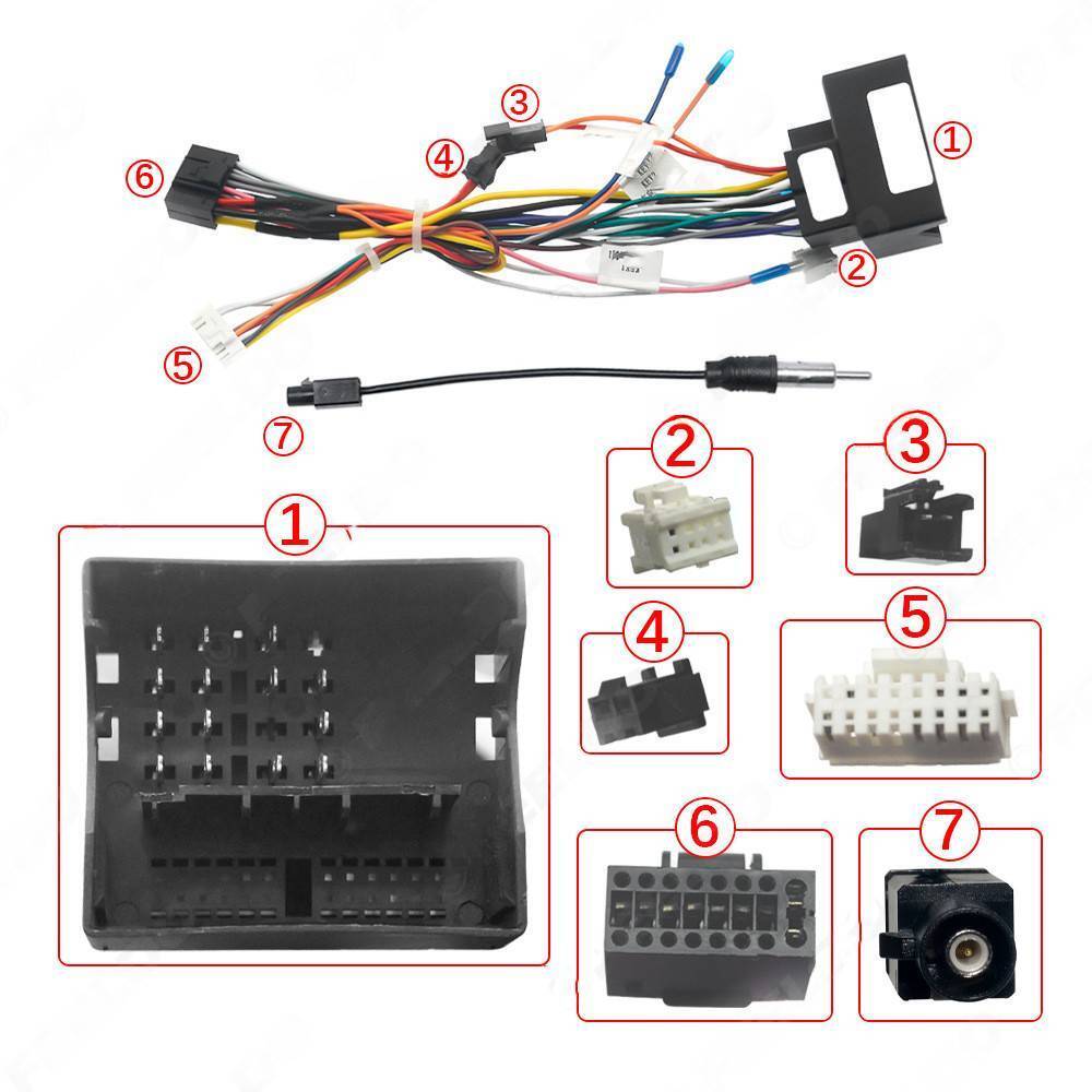 for VW Golf/SEAT/Skoda power cords, 16P Android navigation cable+protocol box
