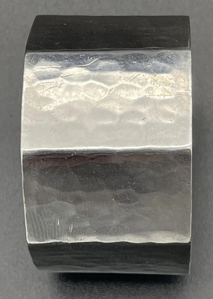 Lebolt Octagonal Sterling Silver Arts & Crafts Napkin Ring Raised “E” Monogram