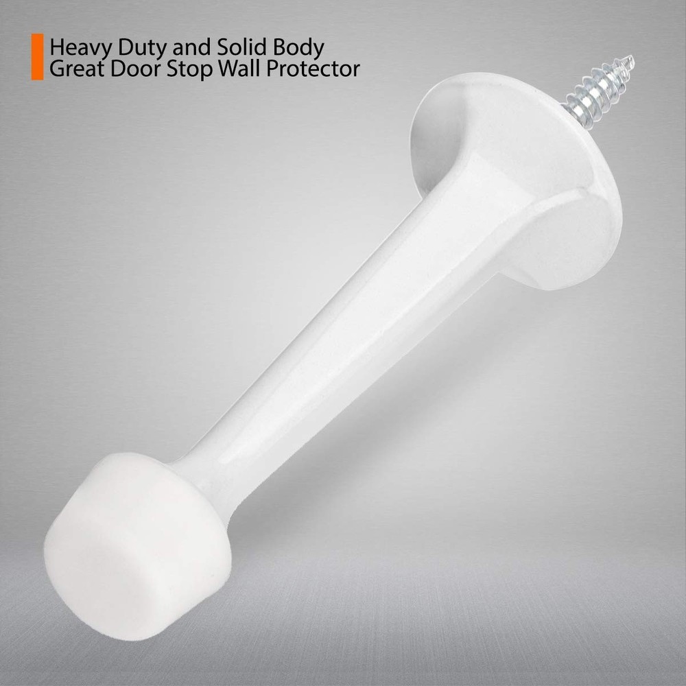 6 Pack Solid Rigid Door Stops - Heavy Duty Stoppers Wall 6 Pack, White