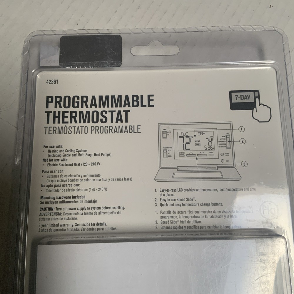 ACE Thermostat Programmable Heating/Cooling Universal Compatibility 42361 NEW