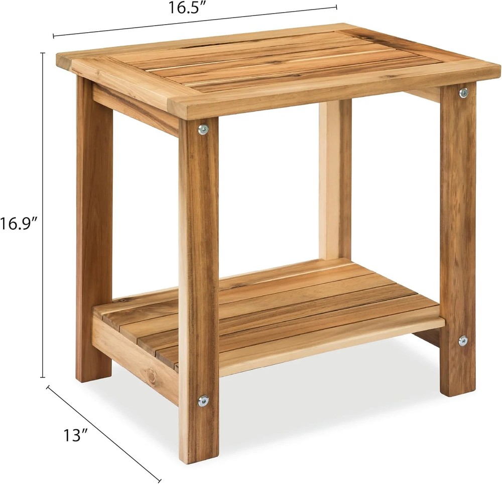 Double Adirondack Side Table, Weather-Resistant Rectangular End Table US Stock