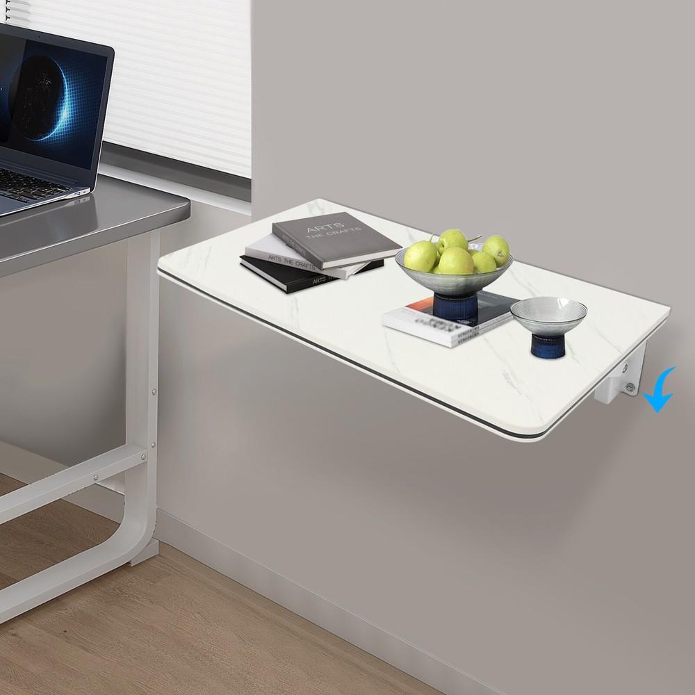 Wall Mounted Folding Table Floating Desk Drop Leaf Dining Table White 80*40cm