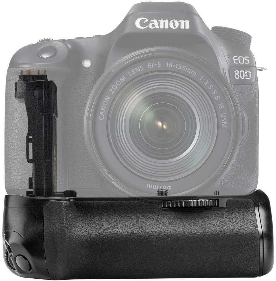 BG-E14 Battery Grip Replacement for Canon EOS 70D, 80D, 90D + 2 LP-E6N Batteries