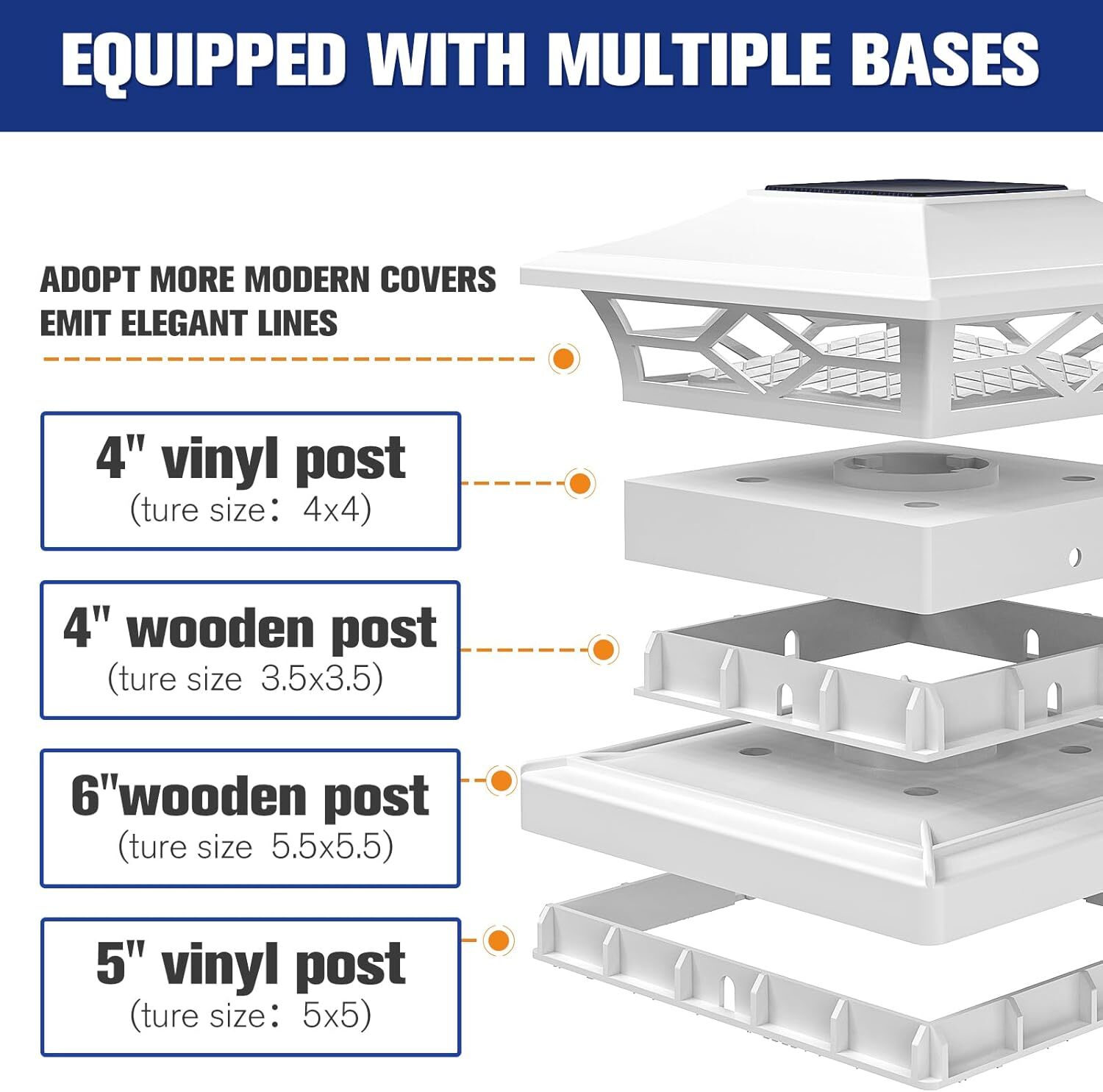 Solar Post Cap Lights Outdoor Waterproof Powered Deck Fence Lights for 4x4 5x5