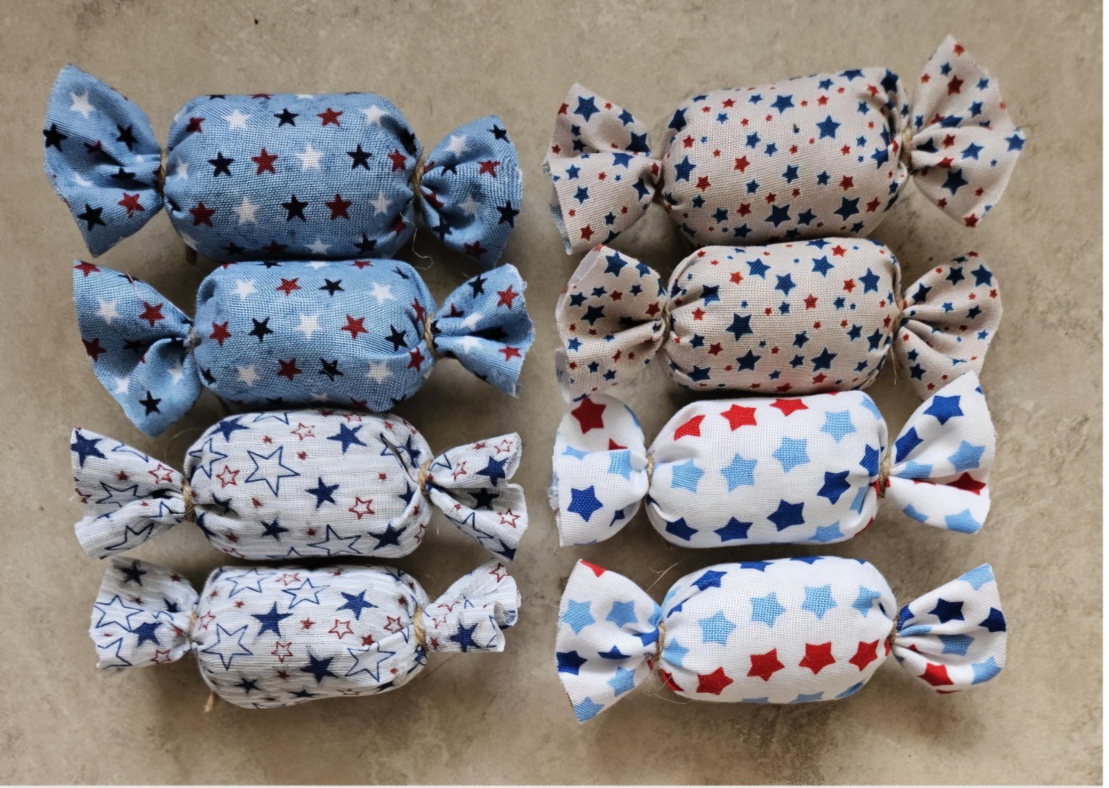 Bowl Filler Americana Patriotic Ornie Fabric 8 Pcs Candy Tier Tray Fabric Decor