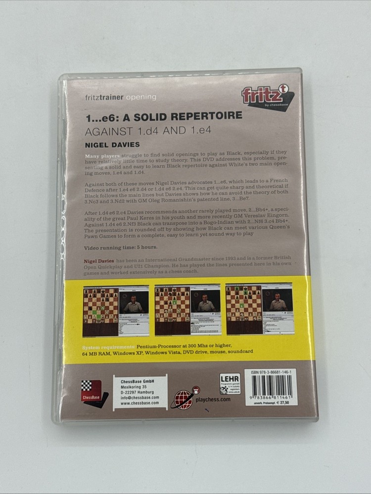 Fritz Trainer by ChessBase Opening Nigel Davies A Solid Repertoire DVD ROM Chess