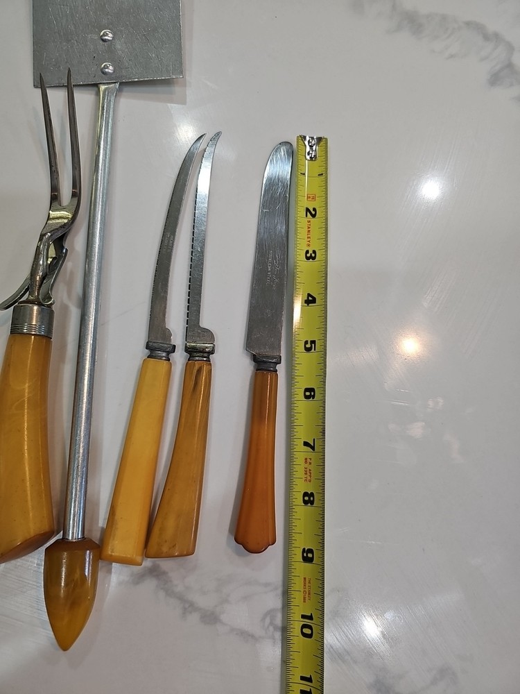 Butterscotch Bakelite Misc. Kitchen Utensils. Some SS.