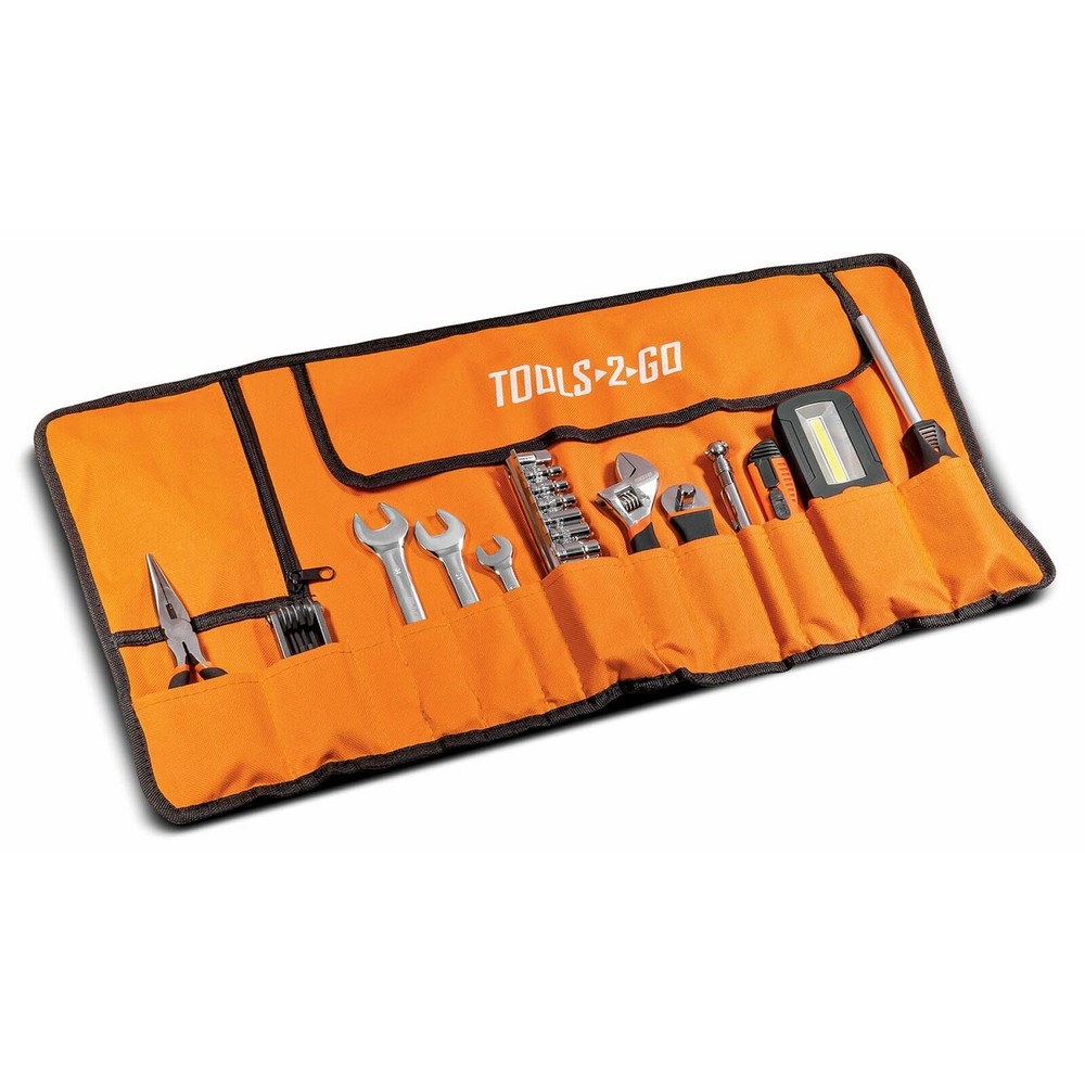 Tools-2-Go Tool 83 Piece Set with Roll-Up Pouch, Wrenches, Pliers, Work Light...