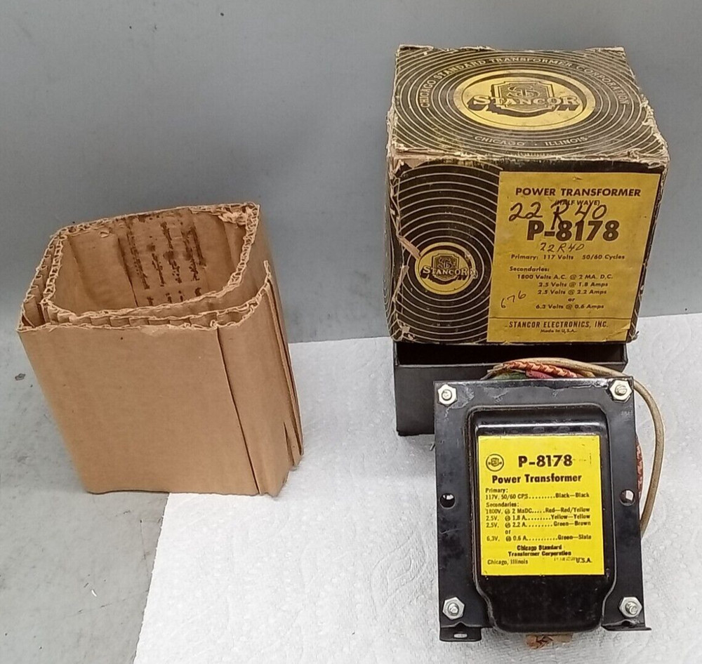 NOS  Stancor  P-8178 Half-Wave Power Transformer 1800 VAC @ 2 Ma 2X 2.5V  + 6.3V