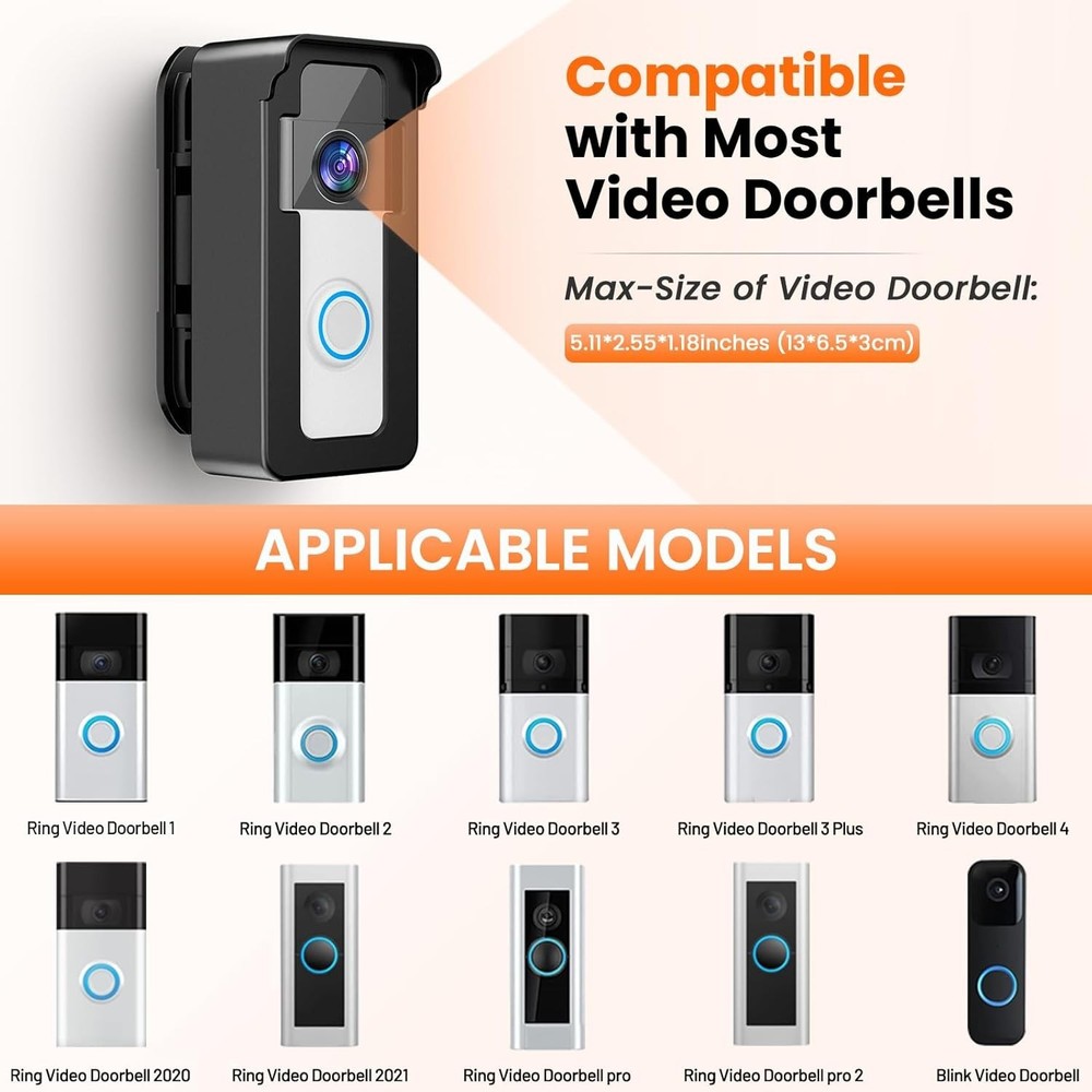 Flexible Angle Mount for Ring Video Doorbell - Waterproof and Easy to Install