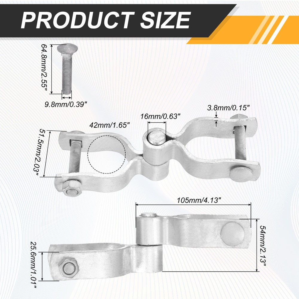 1-5/8" Chain Link Fence Gate Post Hinge with Bolt&Nut for Round Pipe