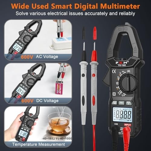 Clamp Meter Multimeter 600 Amp AC DC TRMS Auto Ranging NCV Detection Capacitance