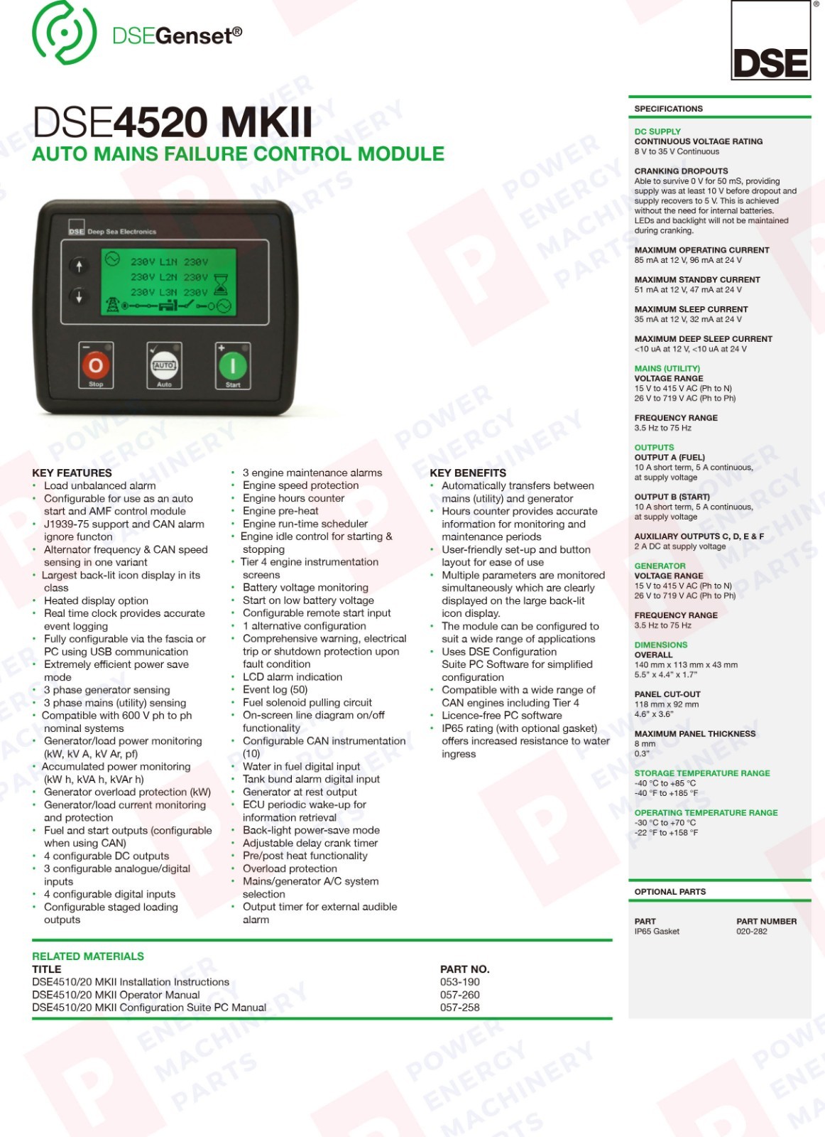 NEW Original DSE4520 MKII Auto Mains Failure Generator Controller For Deep Sea