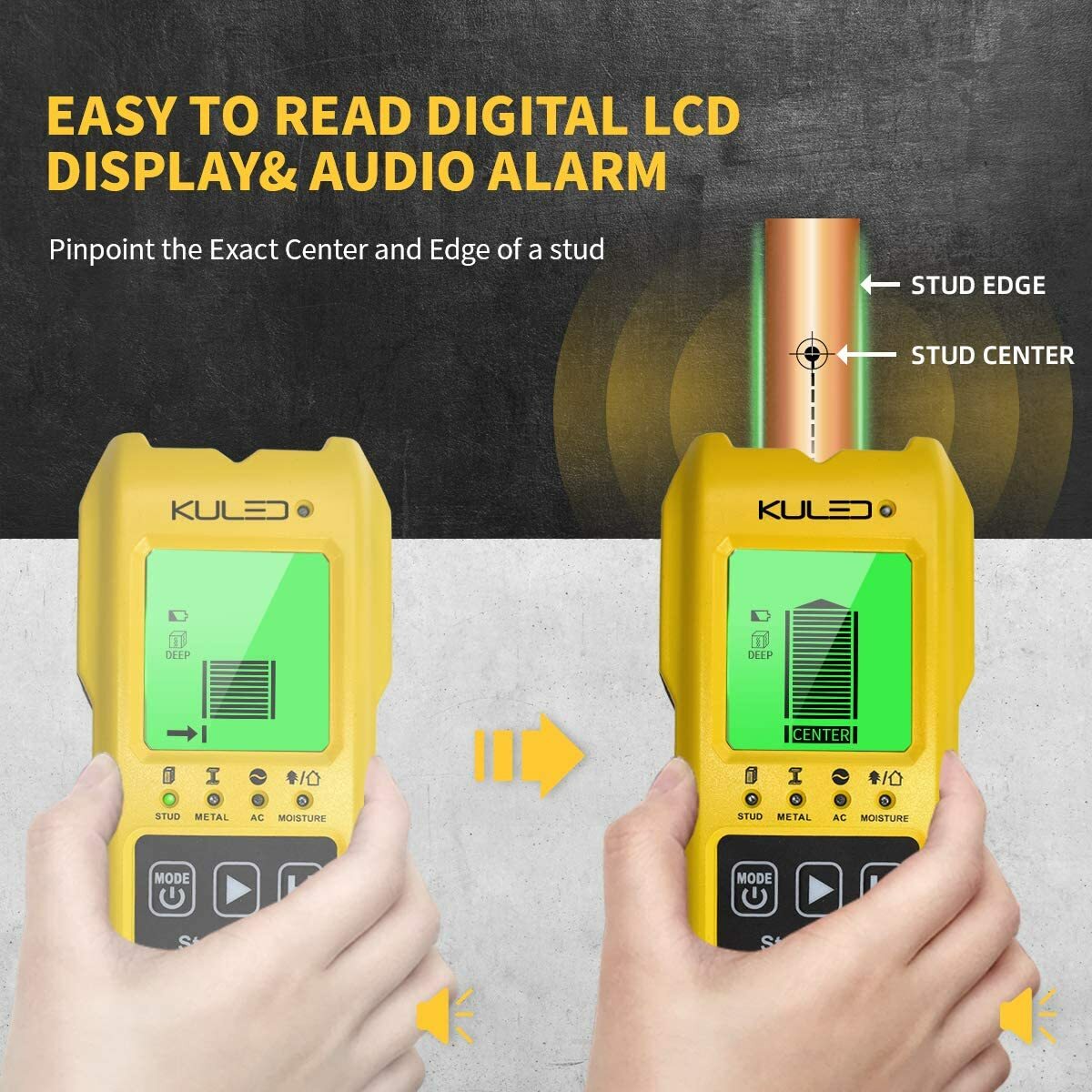 Stud Finder, 7 In 1 Multi-Function Wall Stud Sensor Detector LCD Moisture Meter