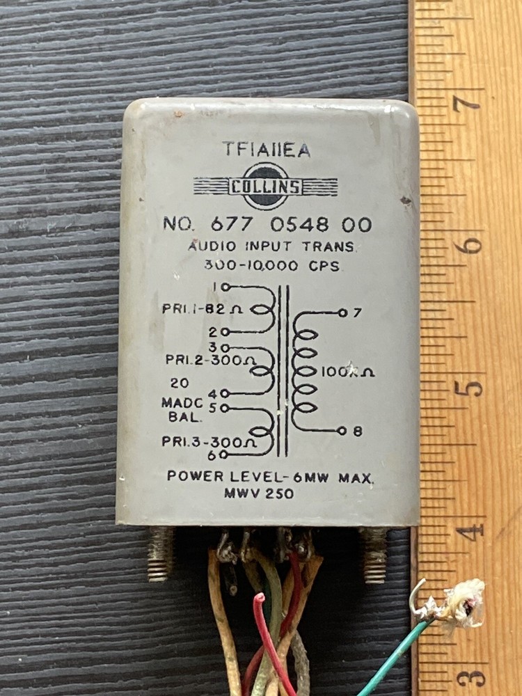 vintage Collins audio input Transformer 677-0548-00 TF1A11EA