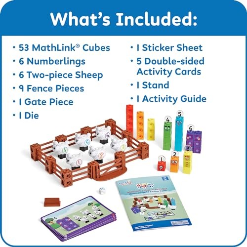 hand2mind Numberblocks Sheep Farm MathLink Cubes Activity Set, Preschool Learnin