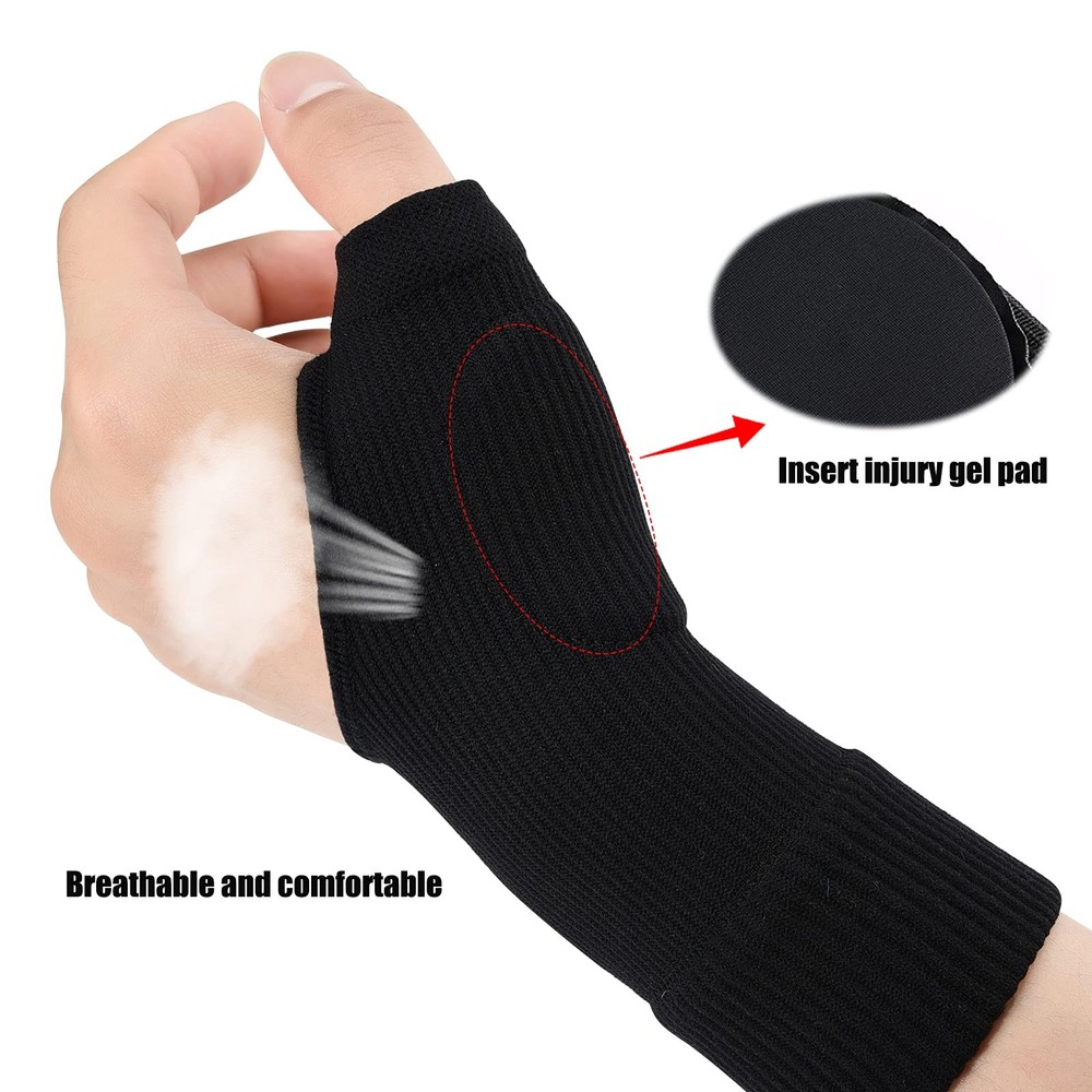 Wrist Thumb Support Compression Gloves (1 Pair), Breathable One Size, black