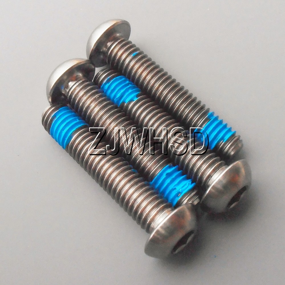 4pcs M6 x 30 Ti Titanium Screw Bolt Allen hex Socket Button head + ThreadLocker