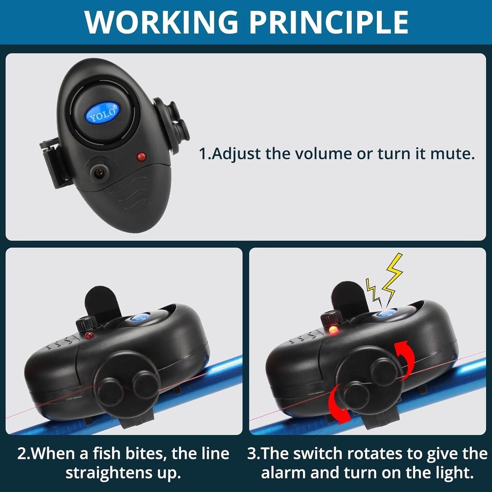 High-Performance Fishing Bite Alarm - 100m Range, Adjustable Volume & LED Light