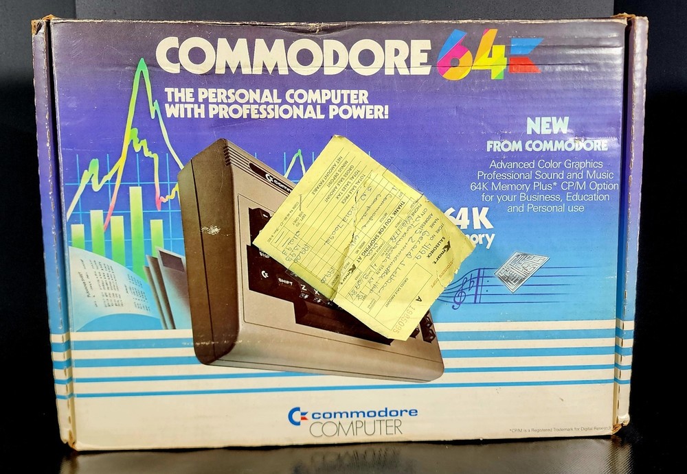 Vintage Commodore 64 Computer C64 In Original Box w/ Inserts & Cables, Powers Up