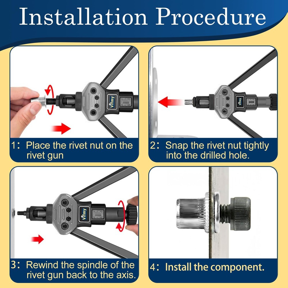 8-32 UNC Rivet Nut 100Pcs Stainless Steel Flat Head Threaded Insert Nutsert