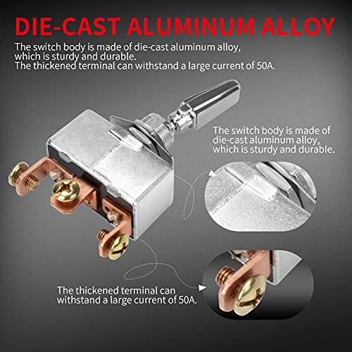 50A 12V DC Heavy Duty Toggle Switch 3 Position 50 Amp Toggle Switch 3 Way