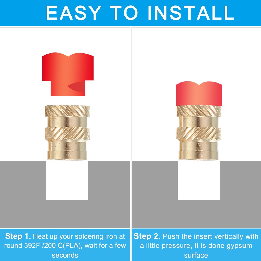50 Pcs Brass Threaded Insert M5x5.8x7.1 mm for Plastic Components